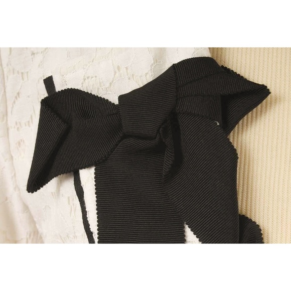 PENCEY Ivory Lace with Black Bow Open Front Blazer NWT Size 2 - Picture 5 of 7